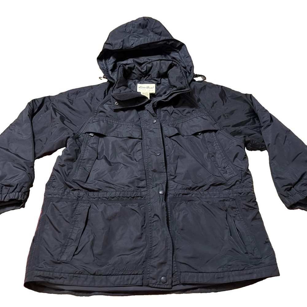 Eddie Bauer Women's XL Black Insulated Jacket Lined Hood
